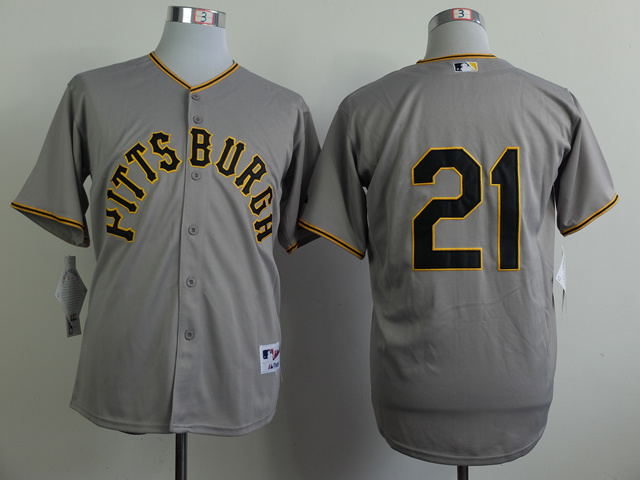 Men Pittsburgh Pirates #21 Clemente Grey Throwback 1953 MLB Jerseys